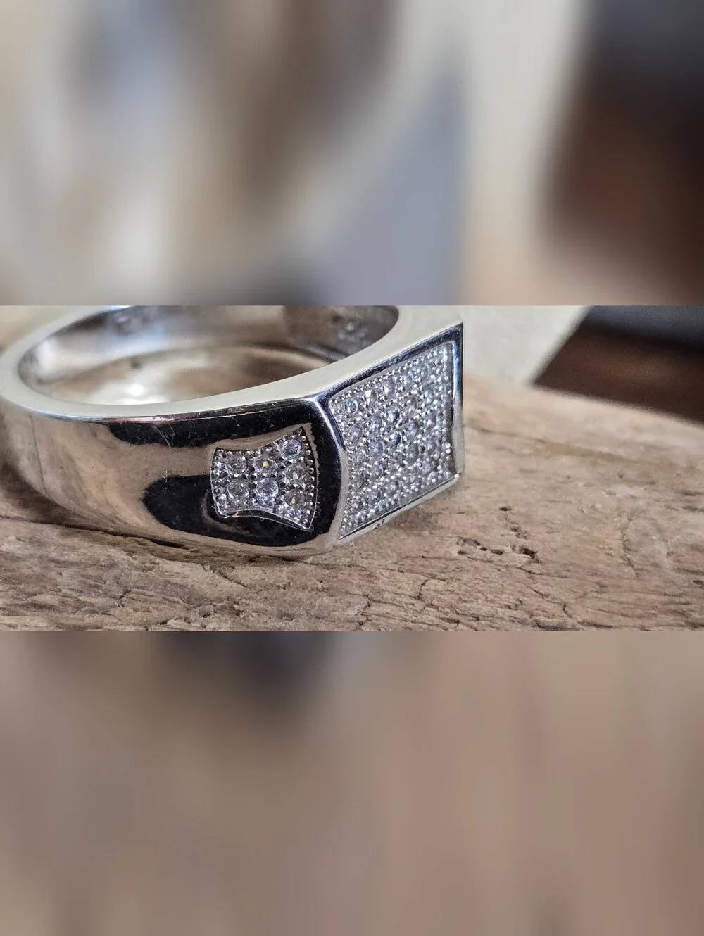 Men's Sterling Silver 925 CZ Pave Ring Size 10 | Wide Band Statement Ring | New
